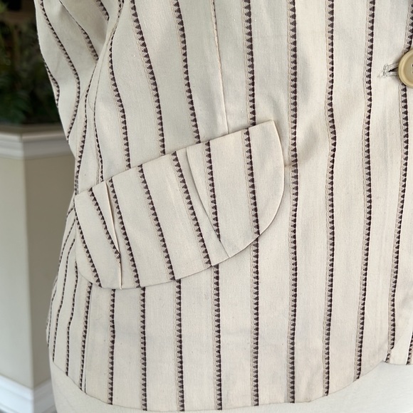 BCBGMAXAZRIA NWT Cap Sleeve Cream Jacket Size M Medium Cotton - Picture 3 of 9